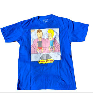 Beavis and Butt-Head Retro Tee Blue Unisex Large MTV Classic Cartoon NWOT